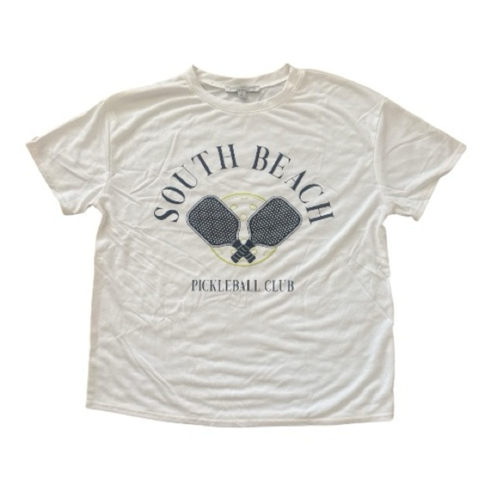 Green Envelope White South Beach Pickleball Club T-Shirt
